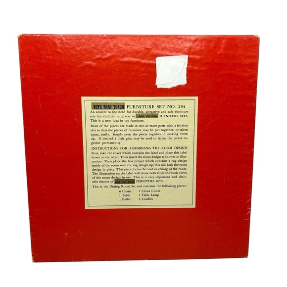 Vintage Toys That Teach Dining Room Set w/ Box The Embossing Co Dollhouse 1930s - Picture 12 of 16